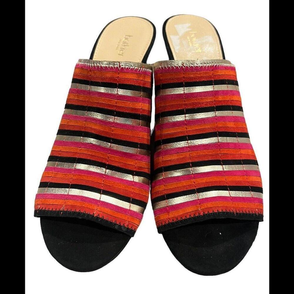 Botkier Womens Posie Red Suede‎ Metallic Mules Shoes 7 Medium (B,M) - Picture 4 of 5
